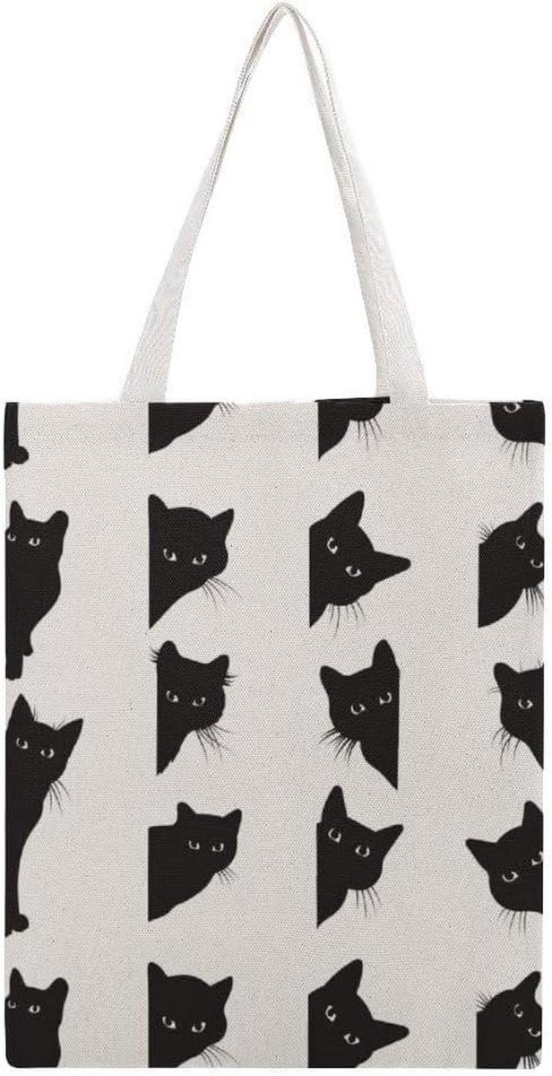 Canvas Tas - Schoudertas Dames - Dagelijks Gebruik - Duurzaam Canvas Materiaal - 38x46cm - Zwart