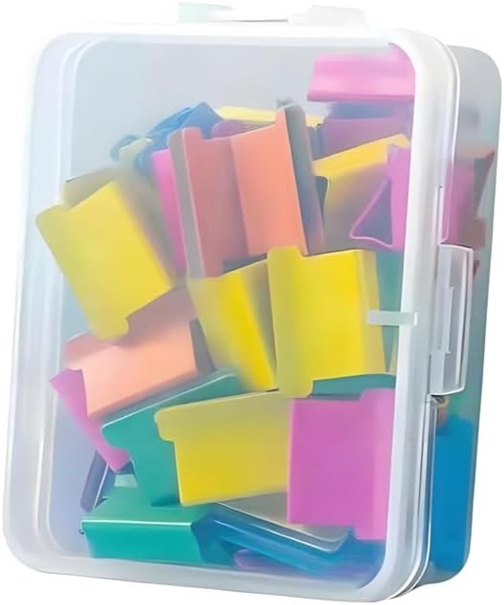 Multicolor Binder Clips Set van 50 Stuks - Herbruikbare Klemmen voor Documenten, Boekbinding en Kantoorbenodigdheden