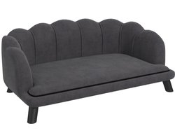 Luxe Hondenbank met Rugleuning en Houten Poten - Donkergrijs - 98,5x60,5x35,5 cm - Geschikt voor Honden tot 25 kg