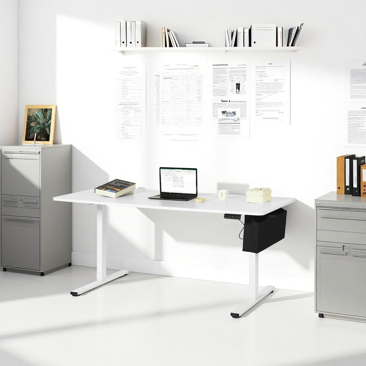 FlexDesk ErgoLift Pro Elektrisch Zit-Sta Bureau 160x80 cm – Memory Functie, USB-Aansluiting, Ergonomisch Design, Verstelbaar 70–118 cm, Inclusief Opbergtas & Haak – Wit