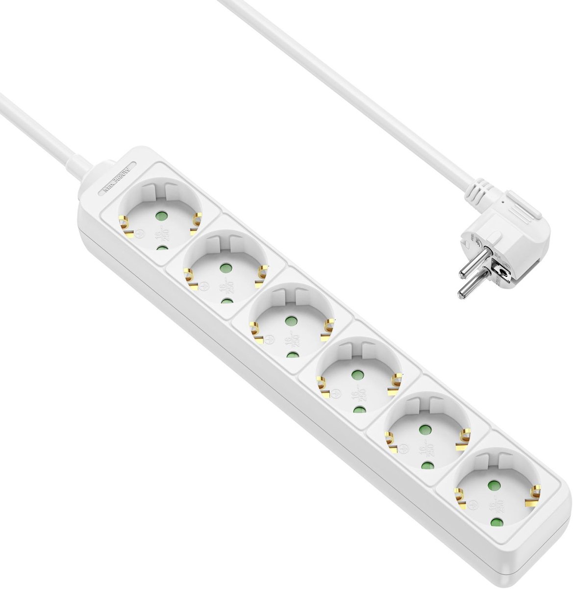 Stekkerdoos - 6-voudig - Wit - 1.5 meter - Allteq