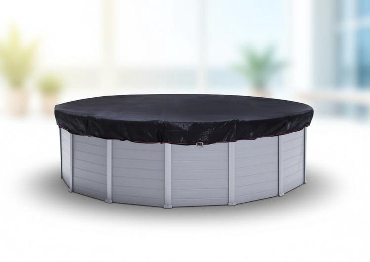 ElleMooi Zonnezeil zwembad rond Ø 420 cm winterafdekzeil 200g/m² zwart