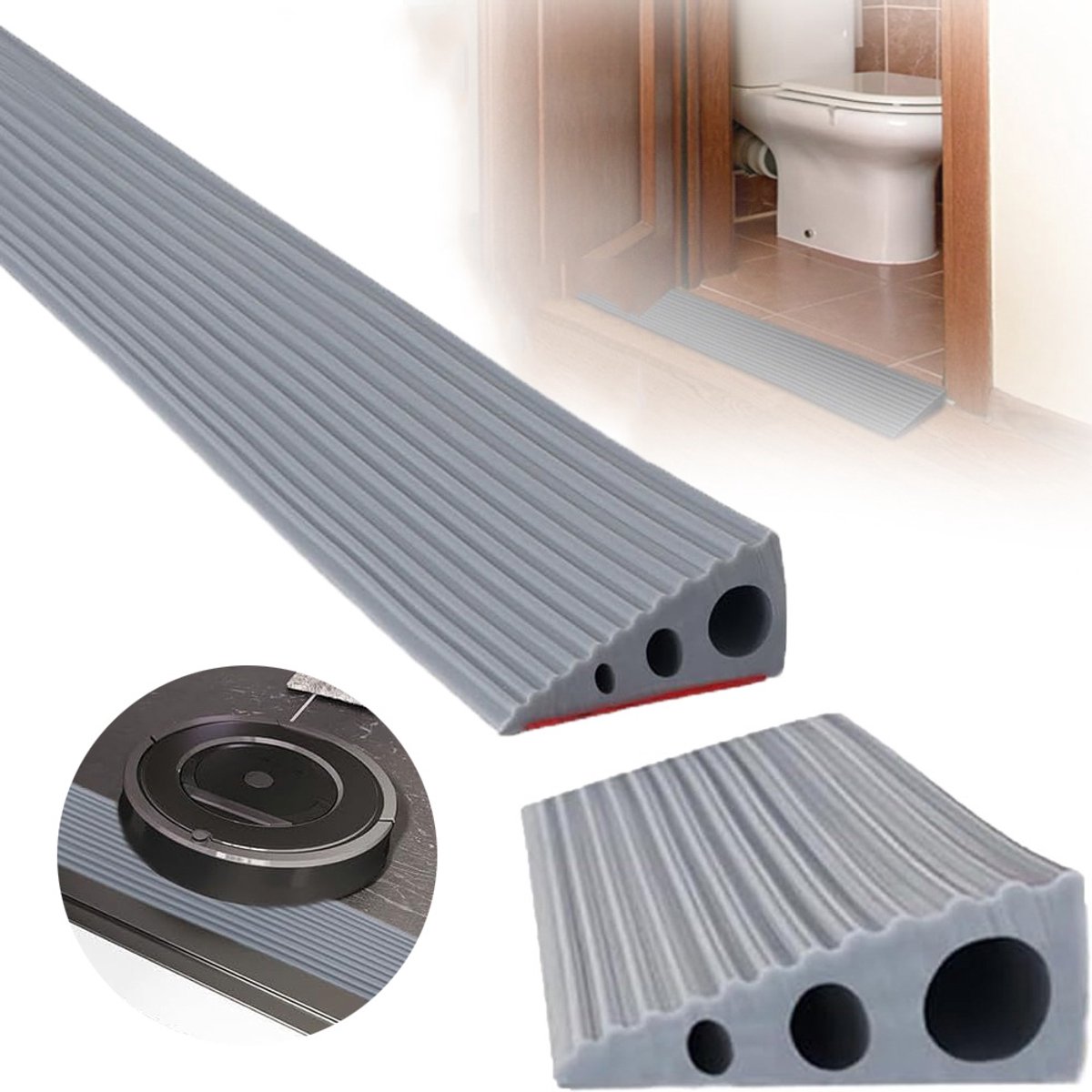 Deurdrempelhelling 90 X 6 X 2cm - Overgangsprofiel Zelfklevend - Siliconen Deurdrempel Helling - Drempelhelling - Rolstoelhelling Voor Badkamer Rolstoelkinderwagen Walker