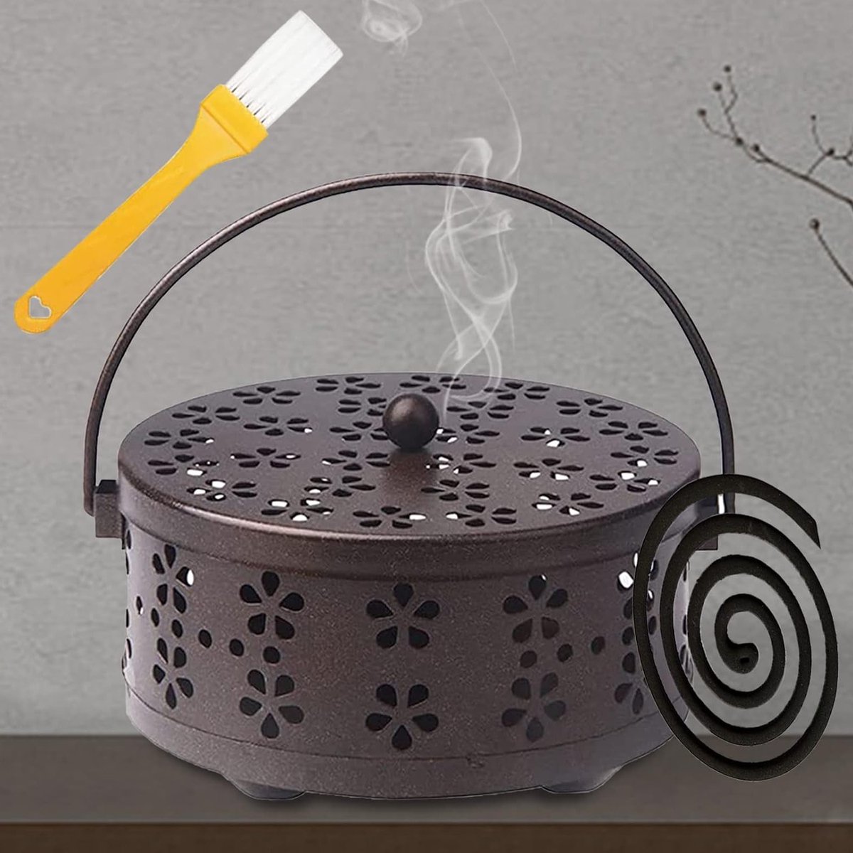 Mosquito spiralen houder voor binnen en buiten, metalen incense stick houder met deksel, ideaal voor camping en tuingebruik
