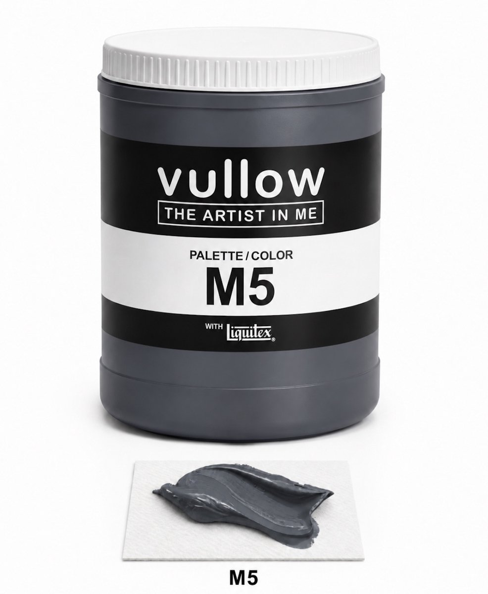Vullow® Acrylverf M5 Donker Antraciet – Mat – 1 Liter – Voor Canvas, Hout en Papier
