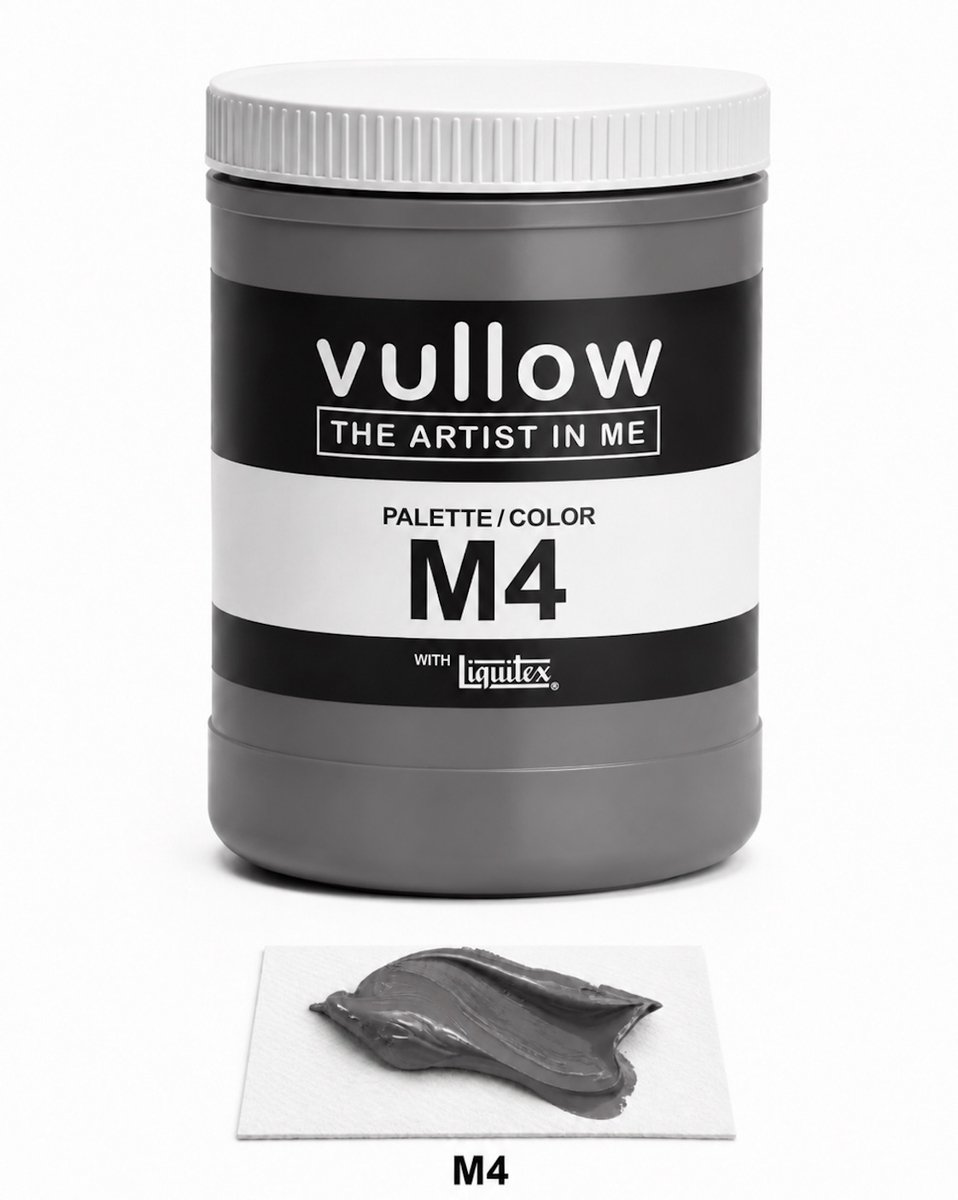 Vullow® Acrylverf M4 Antraciet – Mat – 1 Liter – Voor Canvas, Hout en Papier