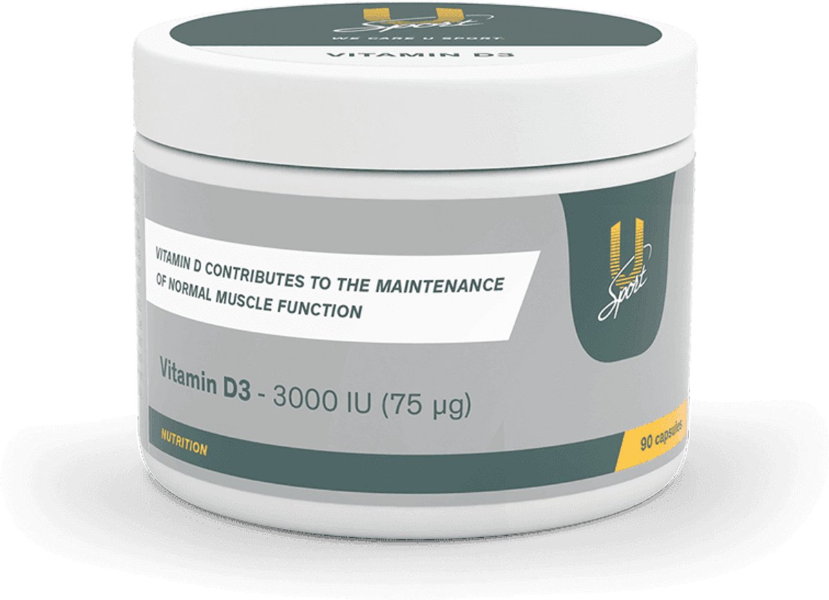 U-Sport Vitamin D3 - 3000 IU / 75 µg - 90 Vegan Softgels - Spierfunctie & Weerstand - Hooggedoseerd - Cholecalciferol