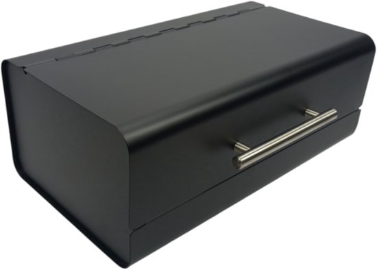 BEGRYF - Boîte à pain - acier - noir - couvercle à charnière - 36x20,5x14,5 cm