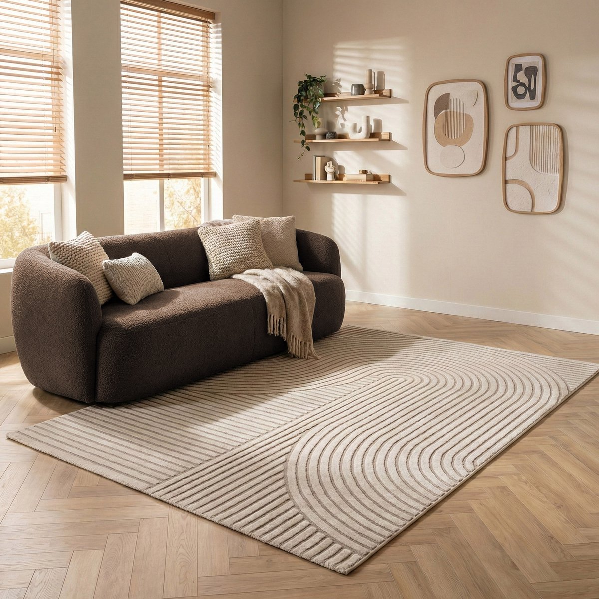 Flycarpets Modern vloerkleed - Eliora Japandi Crème 160 X 230 CM