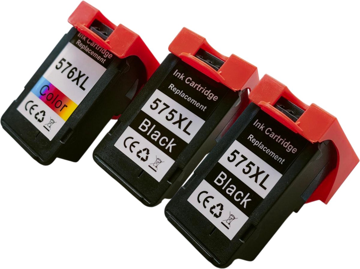 KATRIZ® huismerk inkt voor Canon PG-575XL(2x Zwart) & CL-576XL (1x Kleur) - PG 575 & CL 576 / PG575XL & CL576XL | Geschikt voor Canon TR4750i / TR4751i / TR4755i / TR4756i / TS3550i / TS3551i / TS3750I / TS3751i / TS3752i