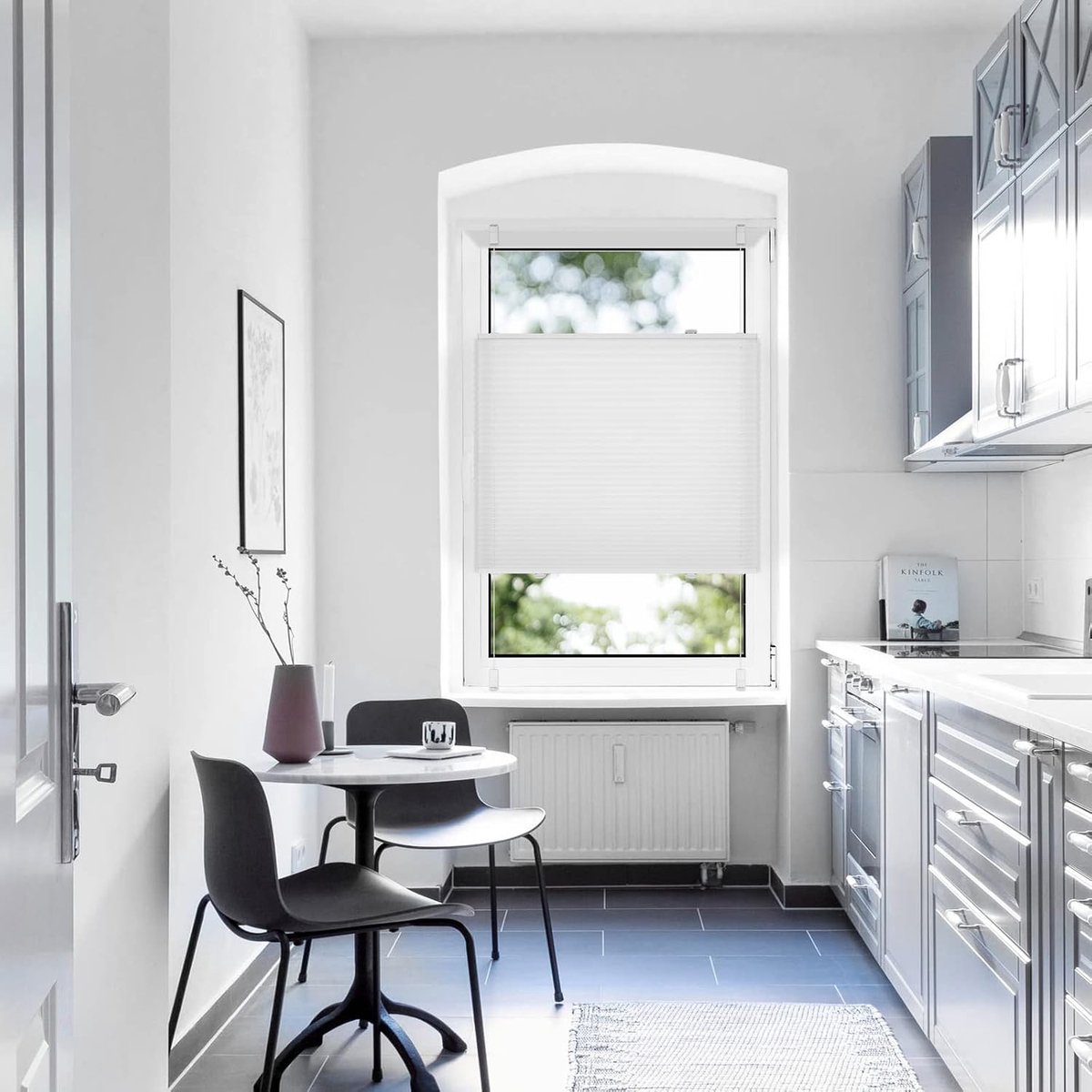 Plisségordijn Zonder Boren - Koordloos Plissé Gordijn - Zelfklevend & Lichtdoorlatend - Waterdicht Rolgordijn voor Badkamer, Keuken & Slaapkamer - Wit - 50×120cm – foto 5