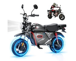 iScooter Y18 elektrische scooter - elektrische motorfiets voor volwassenen - 15‘’- 2000W - 4 versnellingen - actieradius van 90 km - 150 kg - opbergvak aan de voorzijde - bagagedrager aan de achterzijde - geschikt voor alle terreinen