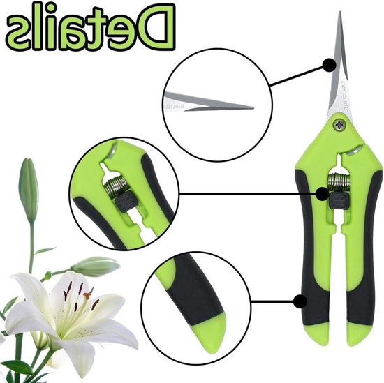 Stainless Steel Professional Pruning Shears for Garden and Bonsai - Trimming, Harvesting, and Plant Shears van Merkloos	 — afbeelding 2