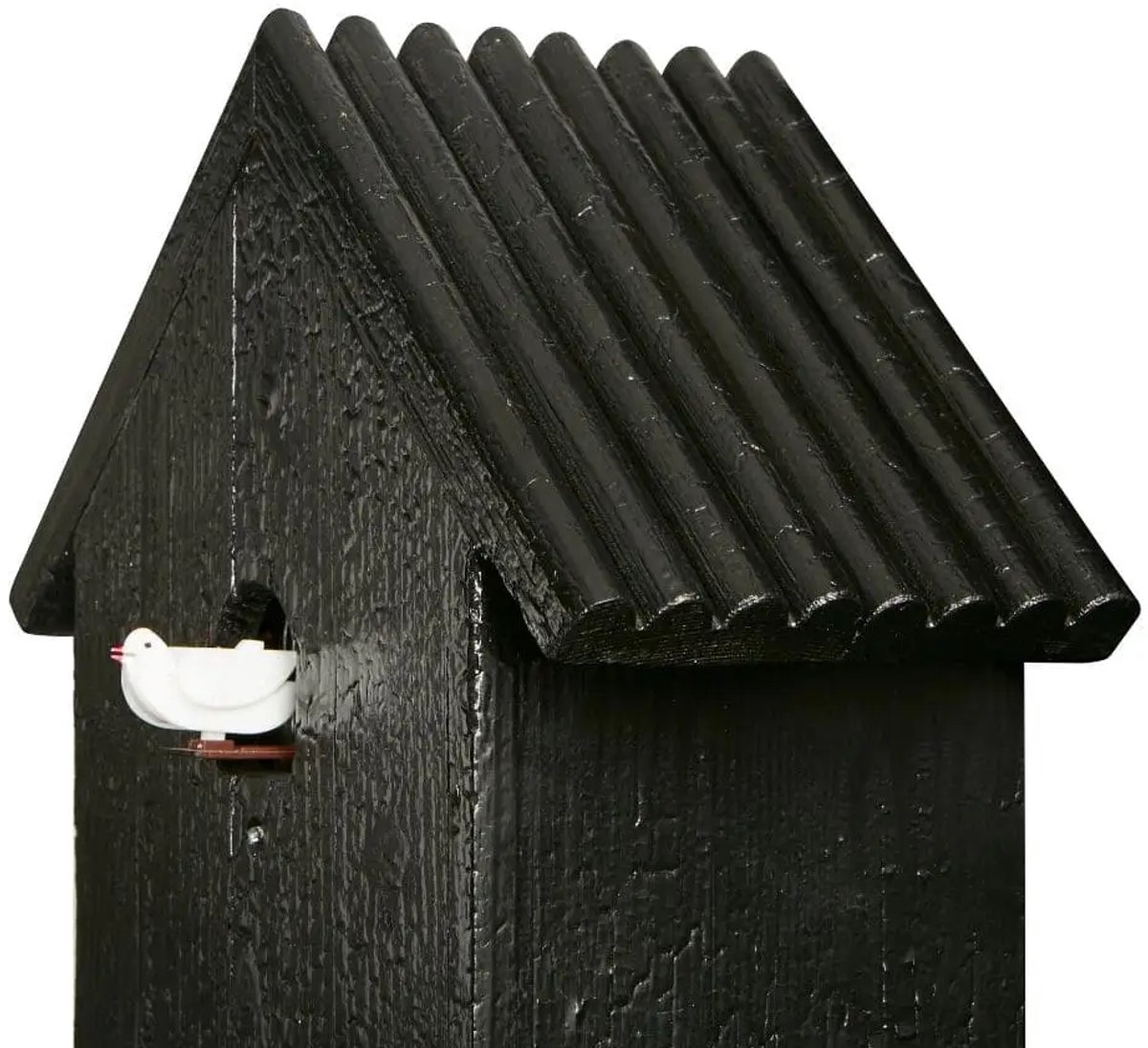 Diamantini Domeniconi Martin cuckoo clock Dia 383 - koekkoeksklok zwart / verbrand hout / met lichtsensor en echte koekkoeks uurwerk / optionele slinger / met 3 geluidsniveau's / Italiaans Design wandklok