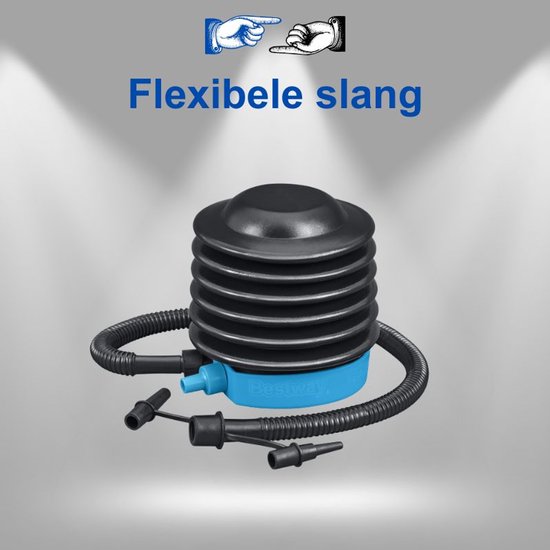 Bestway Voetpomp 62147 13 cm - Piston Foot Pump Voor Luchtbed Zwemband Strandbal En Opblaasbaar Speelgoed Met 3 Opzetstukken Flexibele Slang Compact Model Met Ebook — afbeelding 3