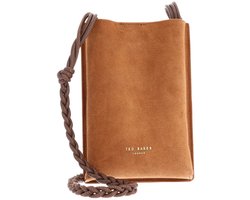 Ted Baker Leren schoudertas Senya Weave Strap Suede Mini Crossbody Pouch Tan Lichtbruin