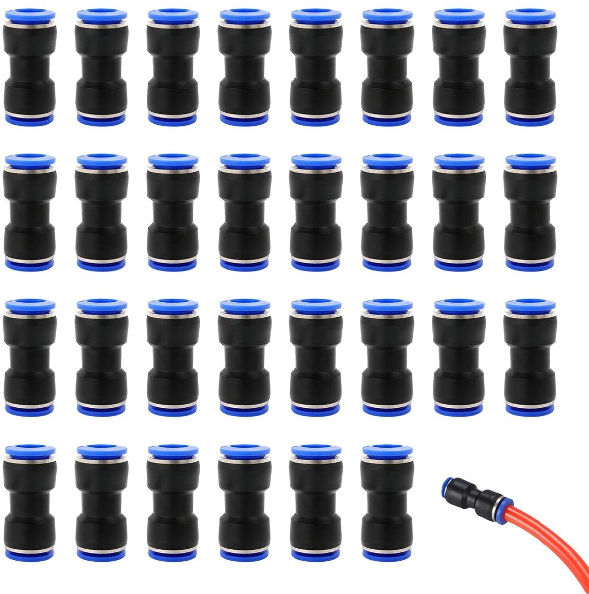 Dailygoods- Pneumatische Connectoren 30 Stuks - Slangverbinders 4 mm - Snelkoppeling - Drukbestendig - Corrosiebestendig - Flexibel Ontwerp - Slangconnector