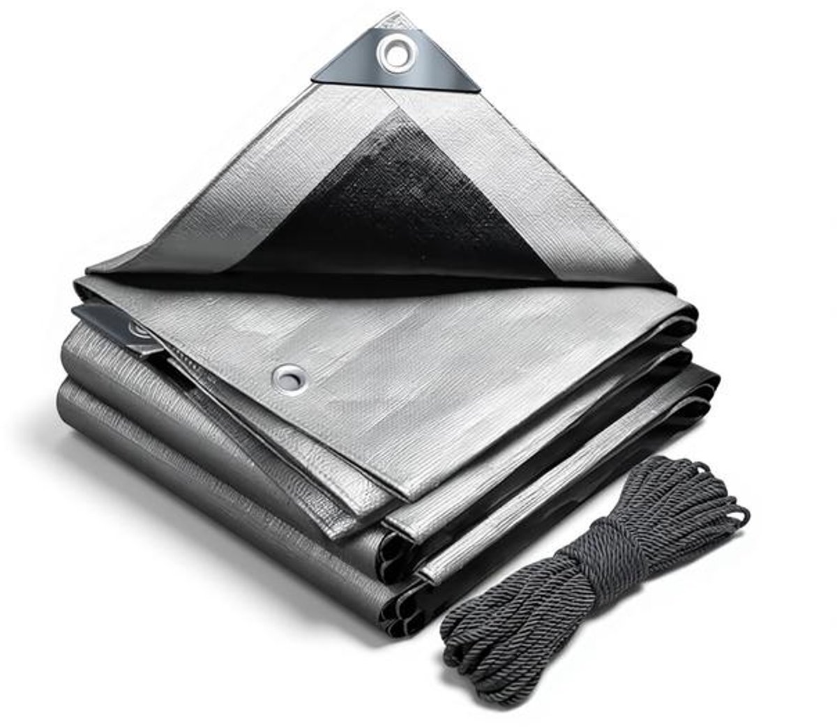 ElleMooi Afdekzeil waterdicht 4x6m - Extra zwaar polyethyleen 180 g/m² - UV-bestendig met aluminium ogen - Grijs