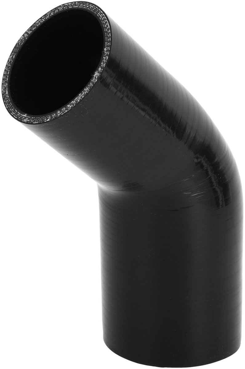 Dailygoods- Koelslang 60-70mm Binnendiameter - Zwarte Silicone Slang - 102mm Lengte - 45 Graden - Meerlaags Geweven Doek - Hoge Temperatuur Bestendig - Siliconenslang