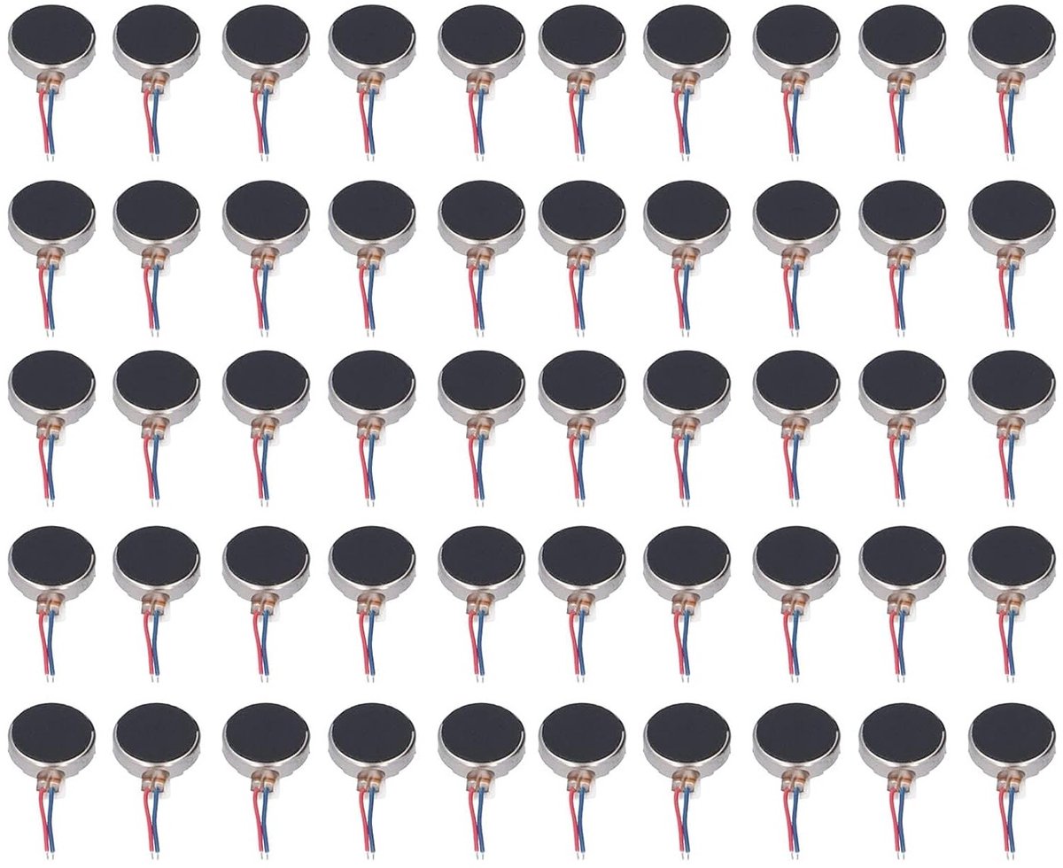 Mini Vibration Motors 50 Stuks DC 3V 12000RPM 10x2.7mm - Micro Vibrerende Motoren voor Mobiele Apparaten, Speelgoed en DIY Projecten