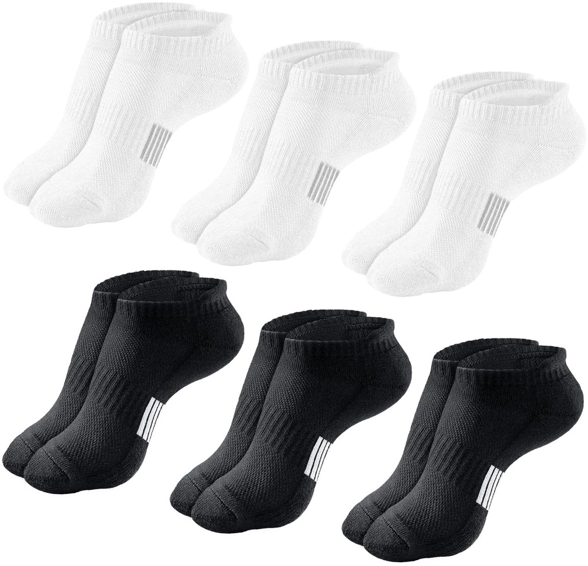 Dailygoods- Enkelsokken Onzichtbaar - 6 Paar Zwart/Wit - Ademend Materiaal - Lichtgewicht - Casual Sokken - Geschikt voor Vrijetijdsschoenen