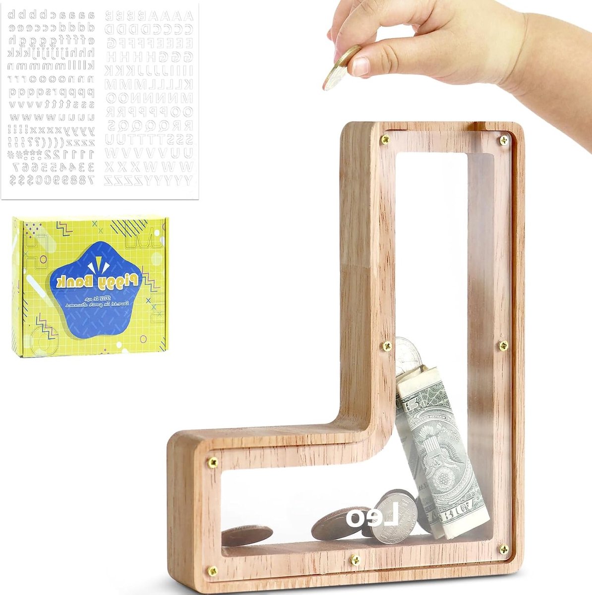 Aangepaste Houten Spaarpot, Transparant en Aanpasbaar, Creatief Cadeau voor Kinderen, Verjaardagscadeau, Decoratie voor Thuis, Unieke Souvenirs