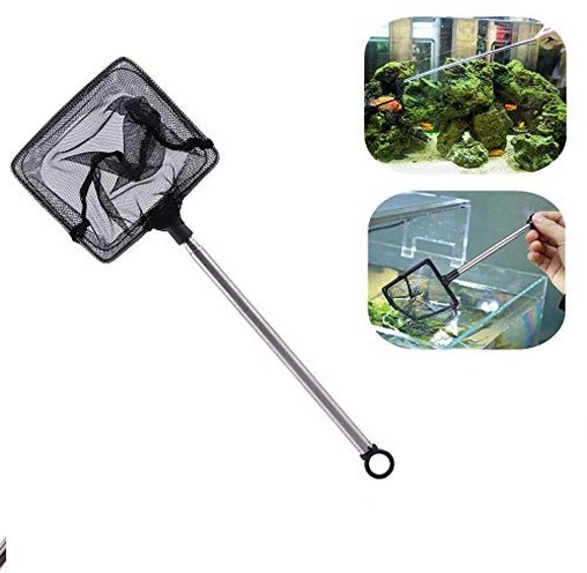 Dailygoods- Visschepnet Roestvrij Staal - Telescopisch - Compact - Lichtgewicht - Aquariumaccessoires - Voor Vissen en Garnalen - Aquariumnet