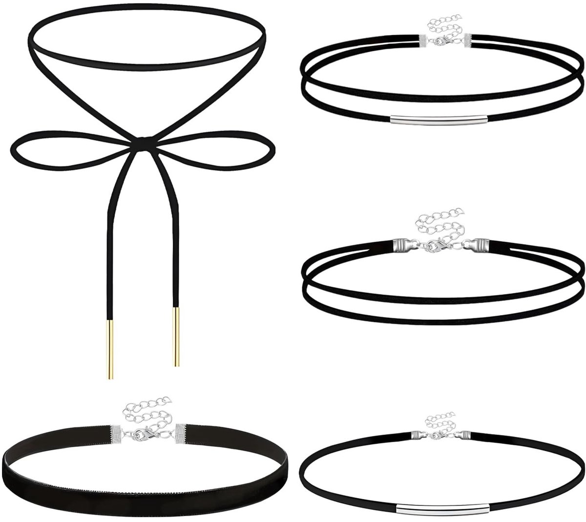 Dailygoods- Kettingset 5 Stuks - Verstelbare/Halskettingen - Lichtgewicht/Duurzaam - Comfortabele Pasvorm - Voor Cosplay/Feesten - Tijdloze Esthetiek - Choker