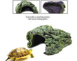 Dailygoods- Schuilgrot met Zonneterras - Klimplatform - Aquarium Schuilplaats - Habitat voor Reptielen - Niet-giftig - Hoogwaardig Harsmateriaal - Reptielenhabitat
