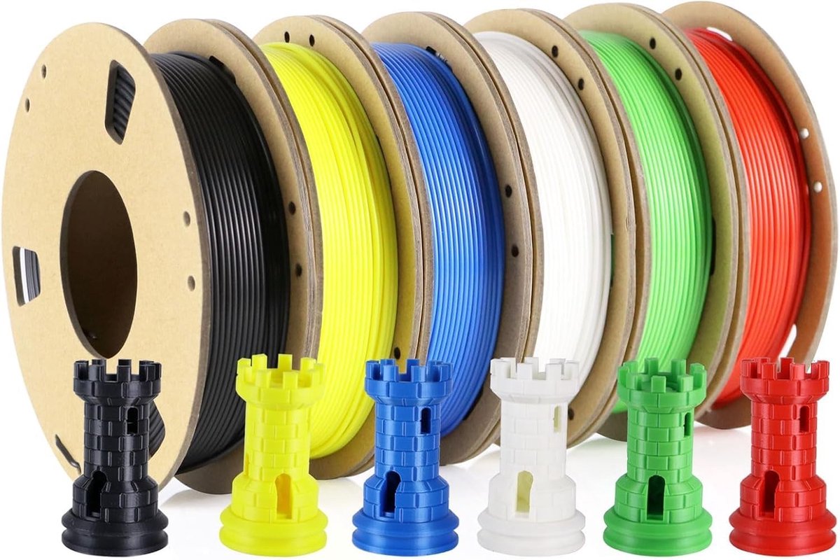 Dailygoods- PLA-filament 1,75 mm Set 6-Pack - Veelkleurig - 1,5 kg Totaal - 250 g/Spoel - Hoogwaardig Materiaal - Antivervuiling Verpakking - 3D-printmateriaal
