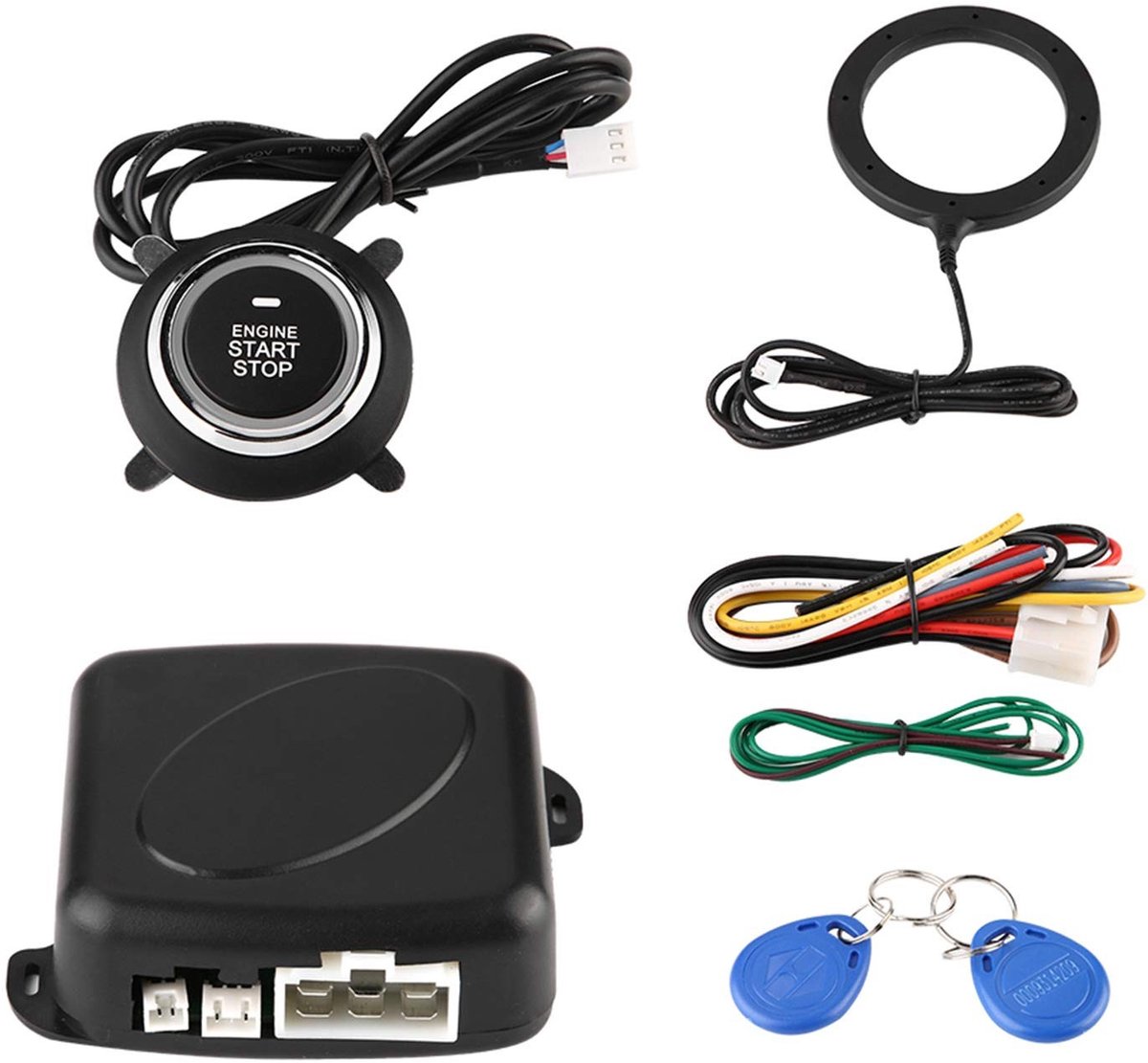 Dailygoods - Brake Light Switch - Universeel Auto Alarm Systeem - Start/Stop Kit - Veiligheids Lock Kit - Sleutel met Blauw Licht - Geschikt voor Auto...