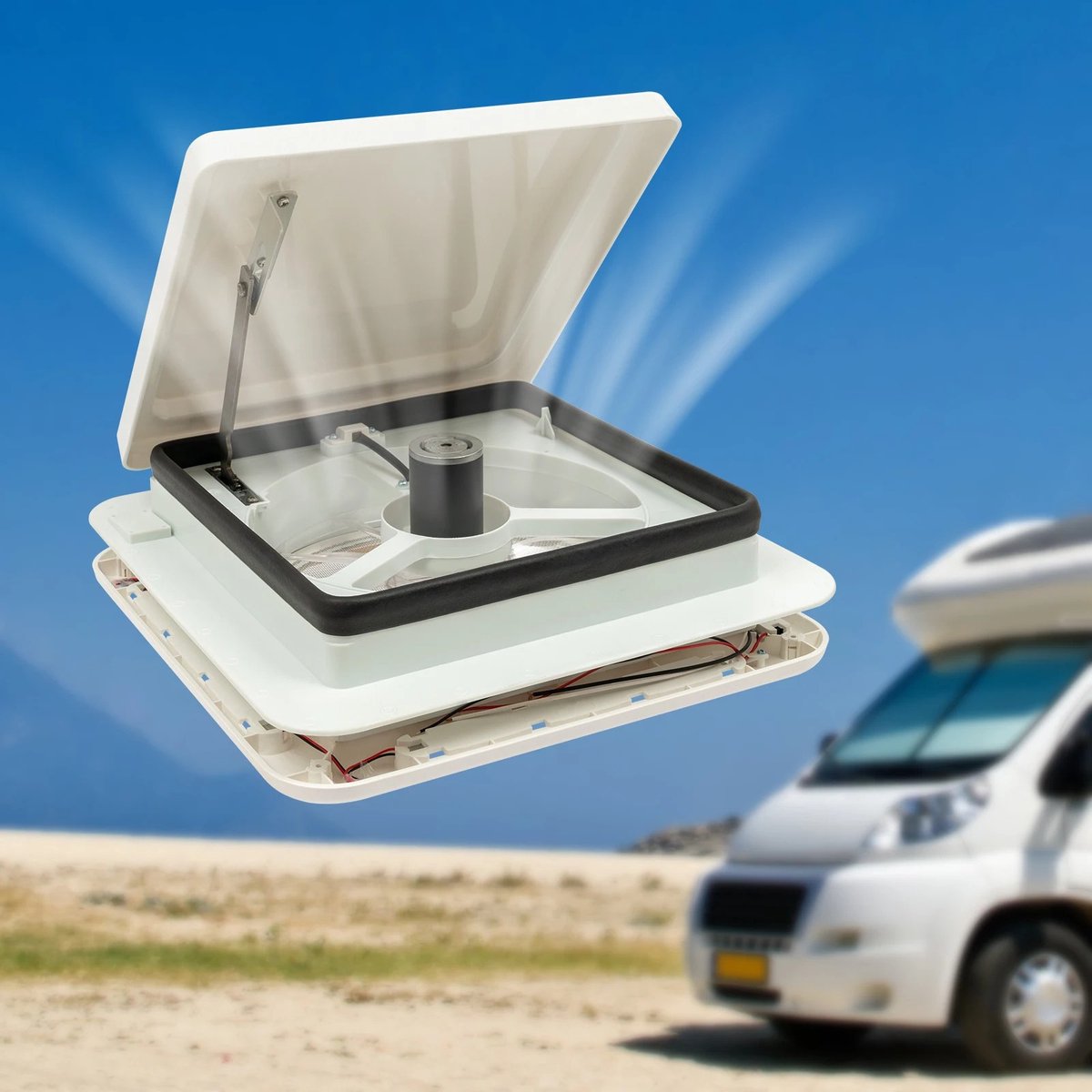 Dailygoods 360x360mm RV Dakventilatie Dakraam Caravan Dakventilatie Push-pull Venster Camper Ventilatie Afzuigventilator