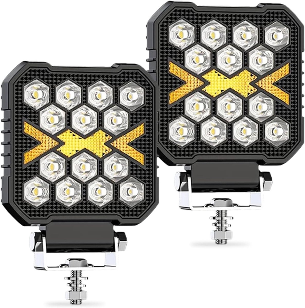LED werklichten 4 inch vierkant - aluminium en ABS - IP68 waterproof - ideaal voor offroad gebruik - ShopVlot