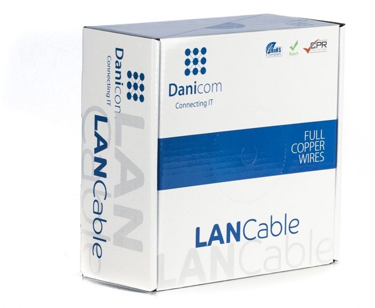 DANICOM CAT6A UTP 50 meter Buitenkabel op rol stug - PE (Fca)