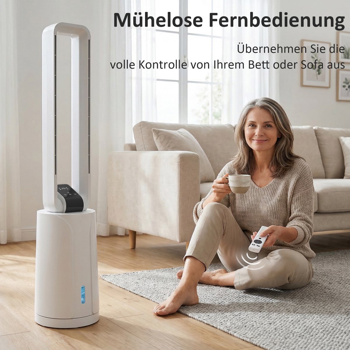 Mobiele Aircooler - 3-in-1 Torenventilator & Luchtkoeler - 1.7 Liter Waterreservoir - Met Afstandsbediening & Timer (15u) - Voor Thuis - Kantoor thumbnail 7