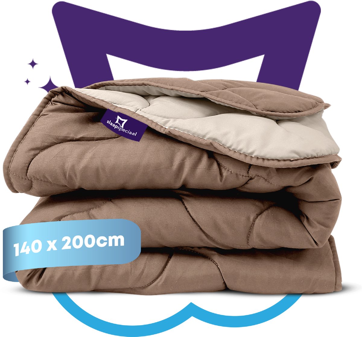 Slaapspeciaal Zomerdekbed - eazydekbed ® Series Bruin/Creme - Dekbed zonder overtrek | 140x200 cm - Hoesloos dekbed - Bedrukt dekbed zonder overtrek - Dekbed in kleur - Gekleurd dekbed - Eenpersoons Dekbed
