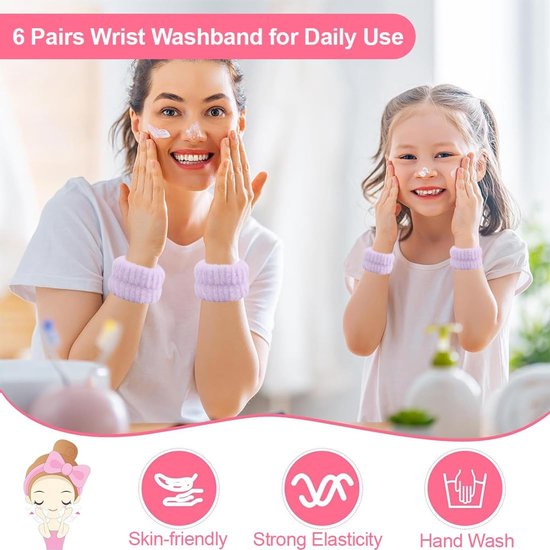 Dailygoods- Polsbandages Ademend - 4 Paar Microvezel - Elastische Handdoek - Sporthoofdbanden - Douchegebruik - Steun voor Pols - Wasbanden van Dailygoods — afbeelding 3