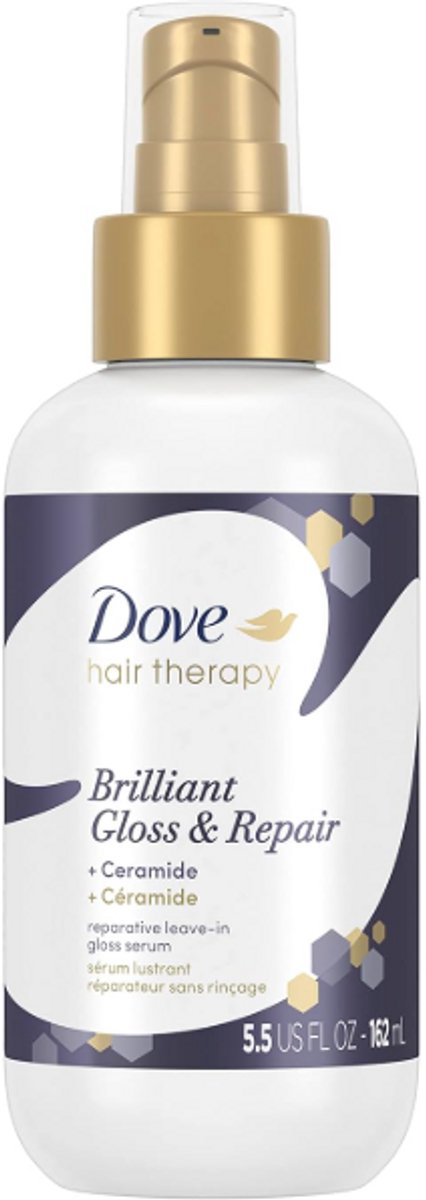 Dove Hair Therapy Brilliant Gloss & Repair Leave-In Hair Treatment 162ml – Herstellende Leave-In Haarverzorging – Anti-Frizz Haarbehandeling - Glanzend, Zacht & Sterker Haar –