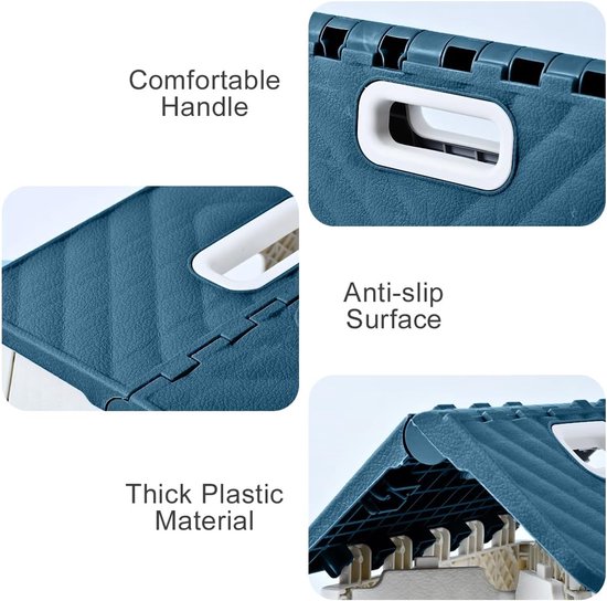 Opvouwbare voetenbank - Kruk - Campingstoel - Antislip draagbare reiskruk - Donkerblauw — afbeelding 4