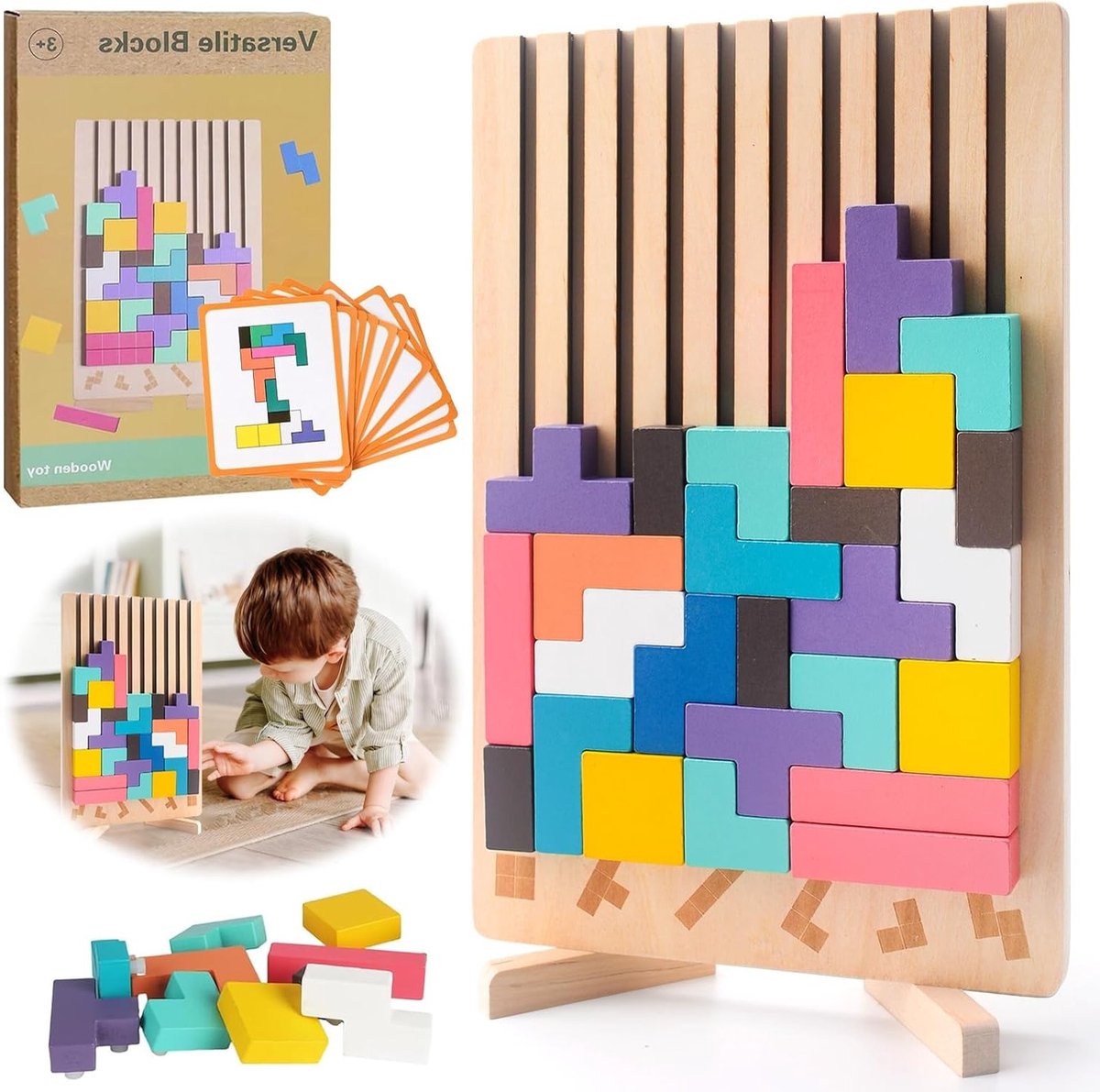 Houten stapel puzzelspel voor kinderen - Educatief, Creatief en Ontwikkeling van Motorische Vaardigheden