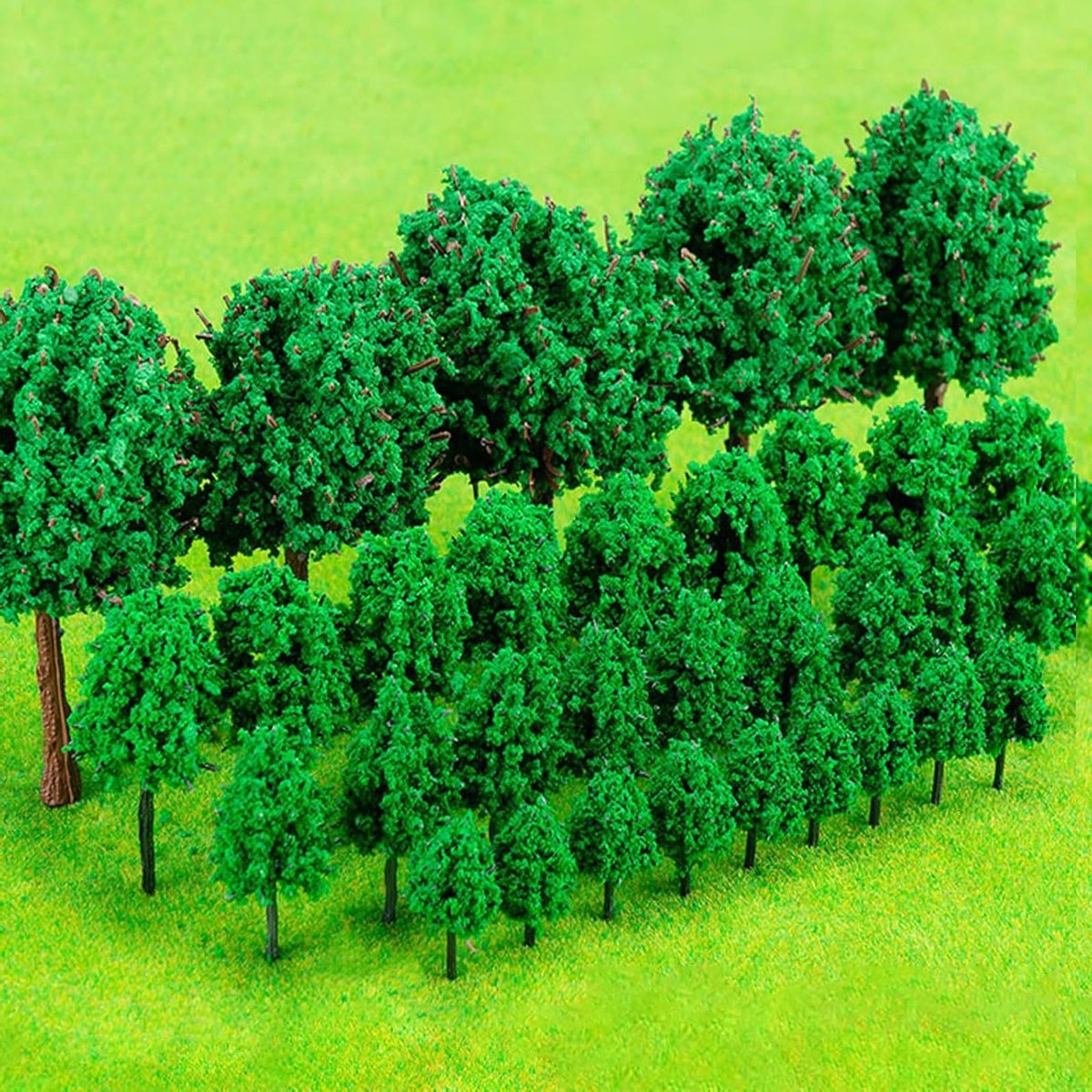 Set van 50 miniatuur bomen voor diorama's en landschapsmodellen, plastic decoratie voor zandtafels, 3-9 cm hoog