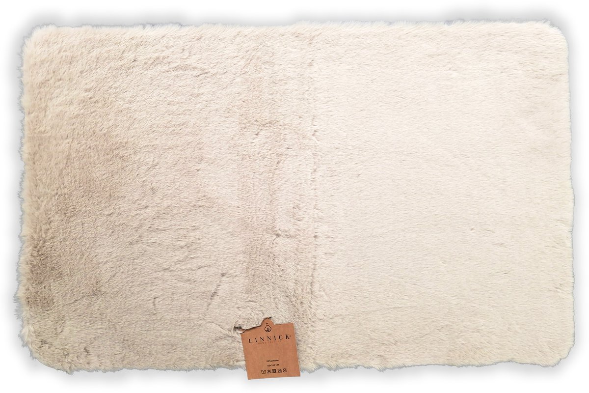 LINNICK Badmat Fluffy Cream - Microvezel - 60x100 cm - Crème