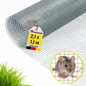 Volièredraad – Verzinkt – Maaswijdte 6,3 mm - 2,1*1,1 m – Vogelgaas - Konijnengaas - molgaas -Horizont