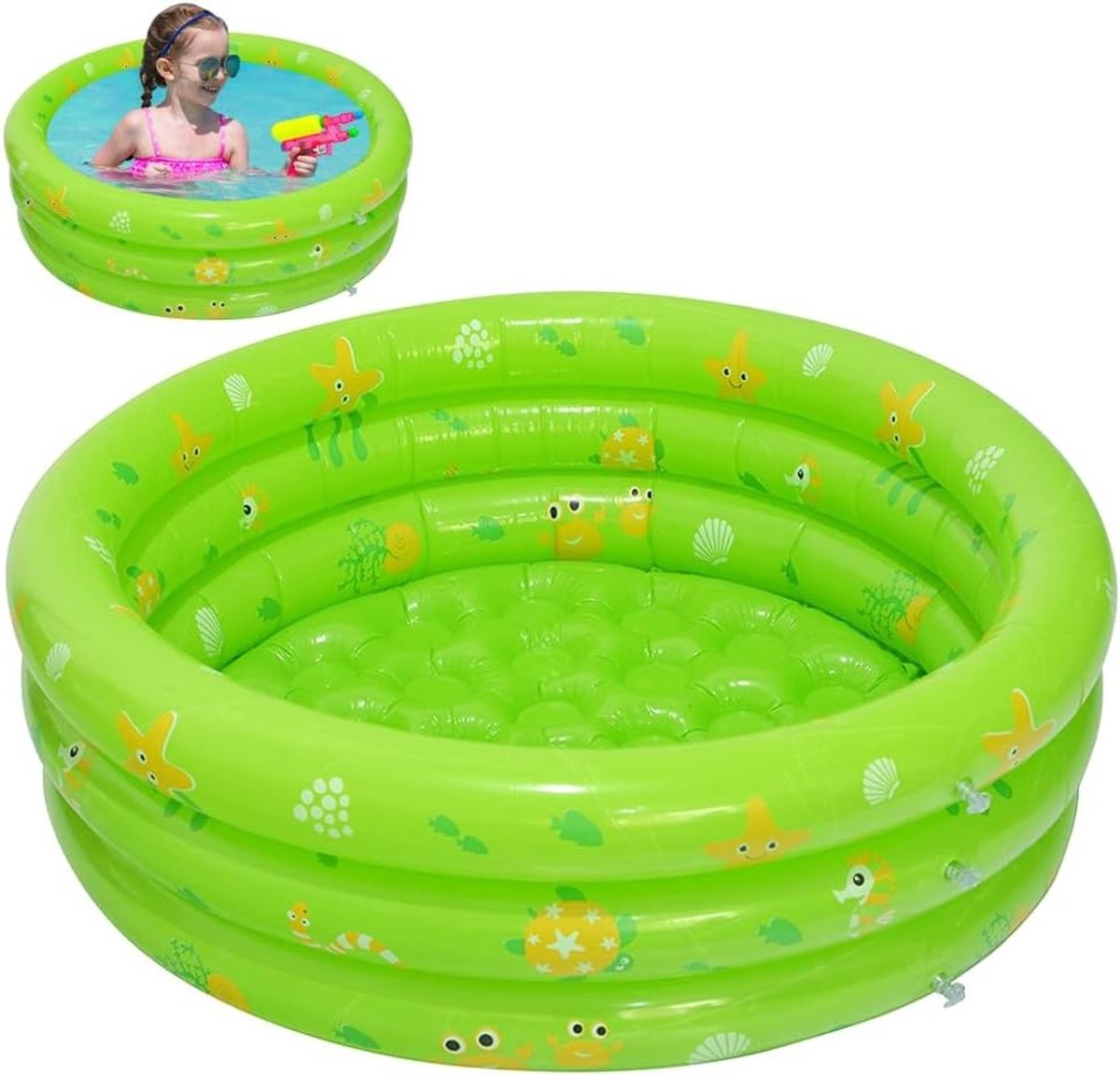 Opblaasbare Kinderzwembad 85 x 30 cm, 3-Ring Paddling Pool voor Binnen en Buiten, Ideaal voor Baby's en Peuters