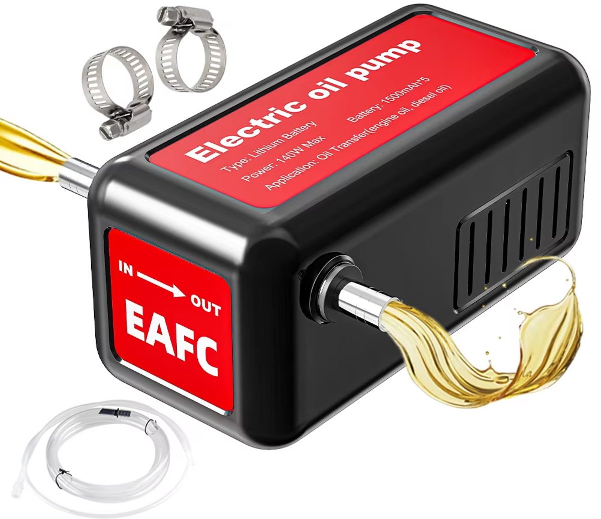 EAFC 12V 140W Draagbare Oplaadbare Elektrische Oliepomp - Olieoverdracht-Extractor - Krachtige Brandstofzuigpomp voor Auto - Motor en Schip