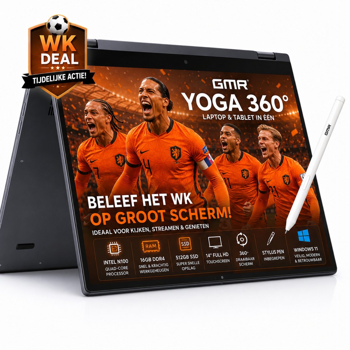 GMR YOGA 360° 14 inch Touchscreen | N100 | 16GB | 512GB SSD