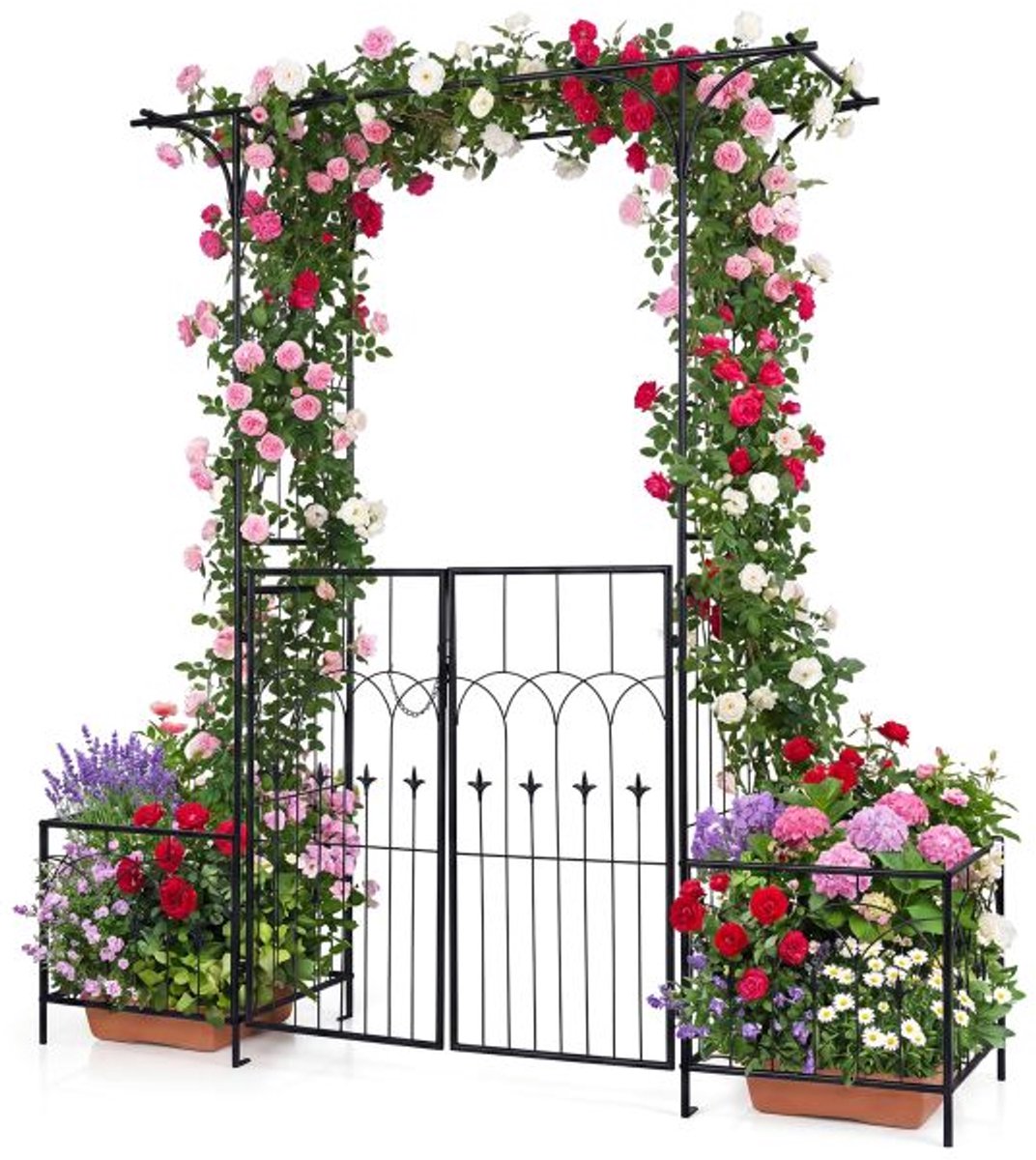 Tuinboog - 200 x 56 x 206 cm - massief - weerbestendig - Zwart