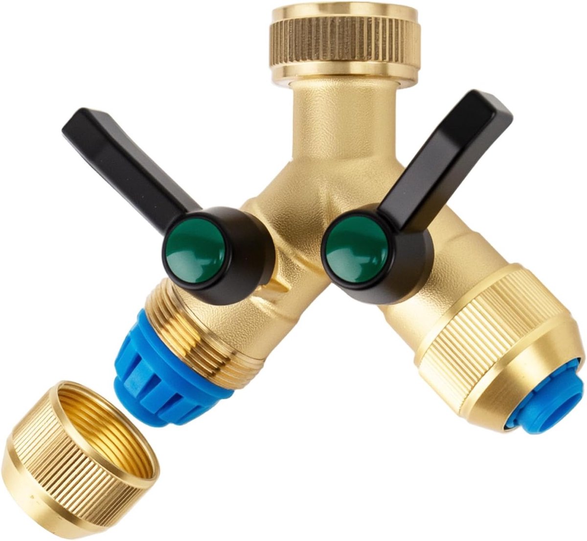 Tweeweg Y-Distributor voor Kraan, Messing Tap Connector voor Tuinslang Aansluiting en Waterverdeling