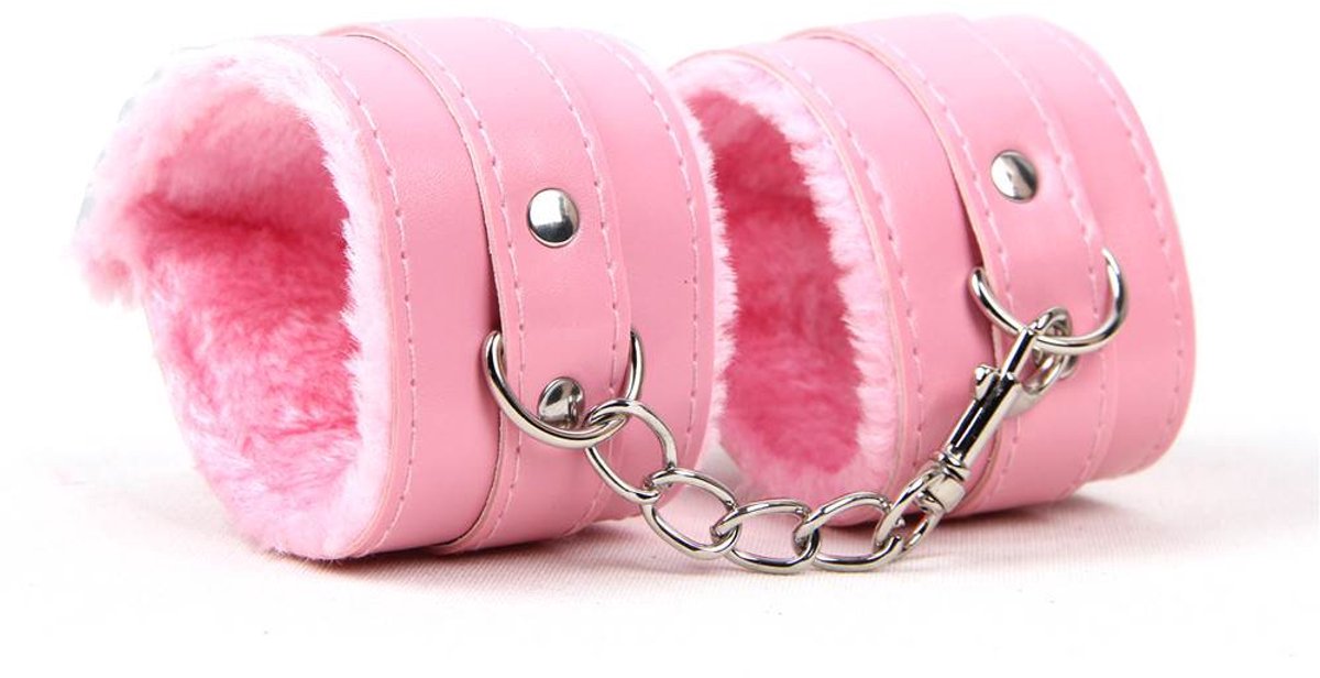 Zeloria Zachte Handboeien van Kunstleer met Pluche Voering – Verstelbaar – Met Ketting en Snelsluiting – Roze