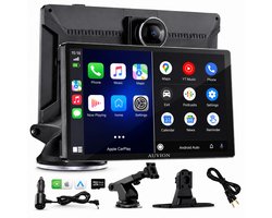 Geschikt voor CarPlay Scherm 9 Inch - Ingebouwde Dashcam - Geschikt voor Apple CarPlay & Android Auto - Draadloos Touchscreen - Navigatiesysteem Auto - Universeel - AUX - FM - Bluetooth - Zwart